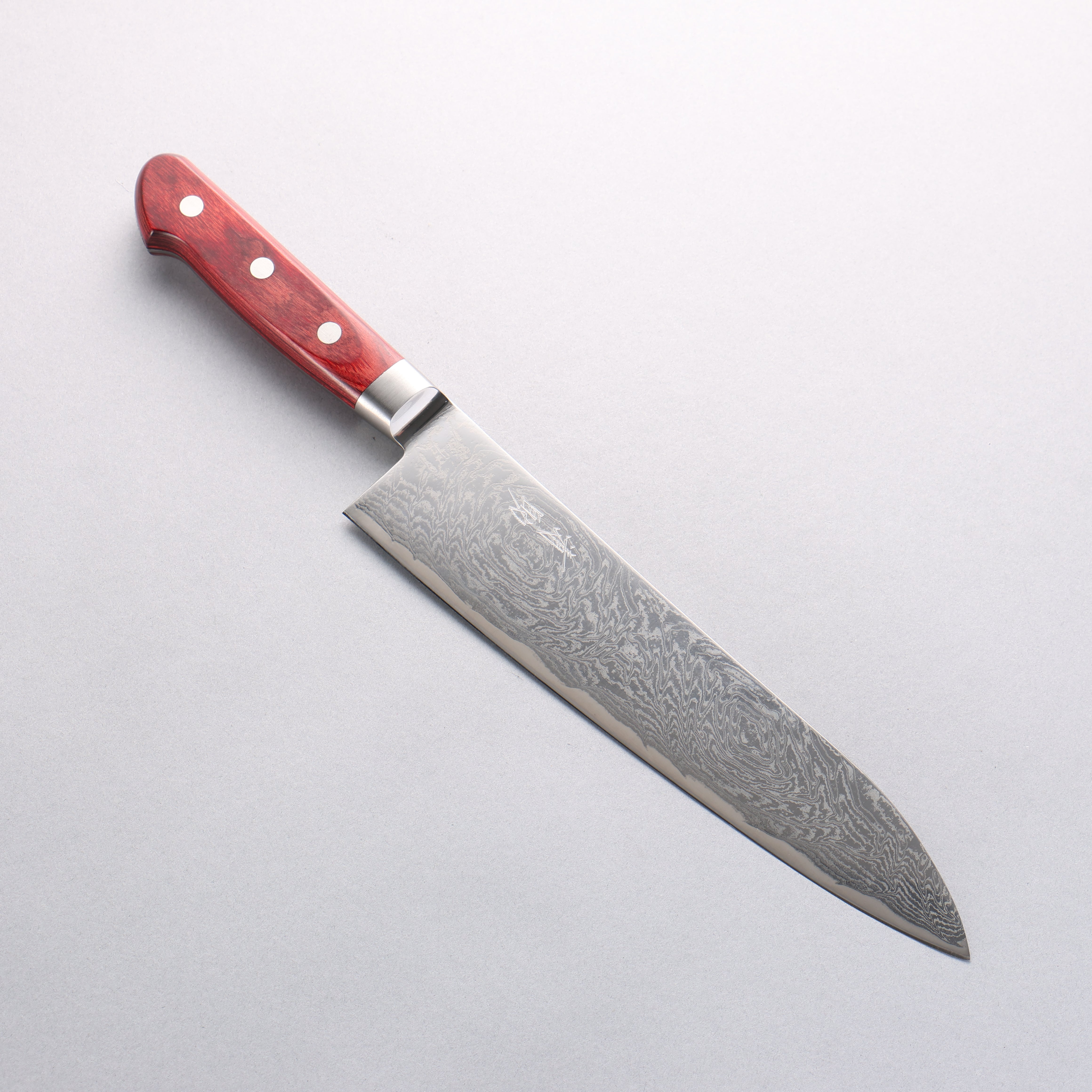 Seisuke Nami AUS10 Mirrored Finish Damascus Gyuto 210mm Red Pakka wood Handle - Seisuke Knife