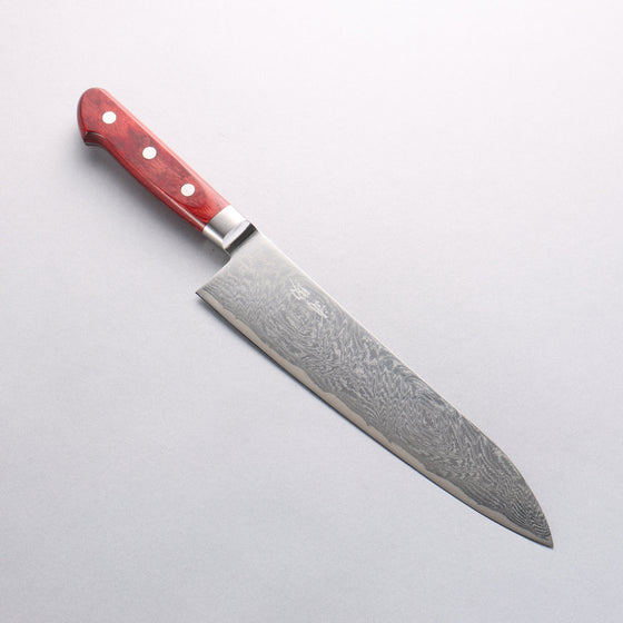 Seisuke Nami AUS10 Mirrored Finish Damascus Gyuto 210mm Red Pakka wood Handle - Seisuke Knife