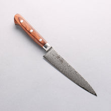 Seisuke Mokusei ZA-18 Mirrored Finish Damascus Petty-Utility 135mm Brown Pakkawood Handle - Seisuke Knife