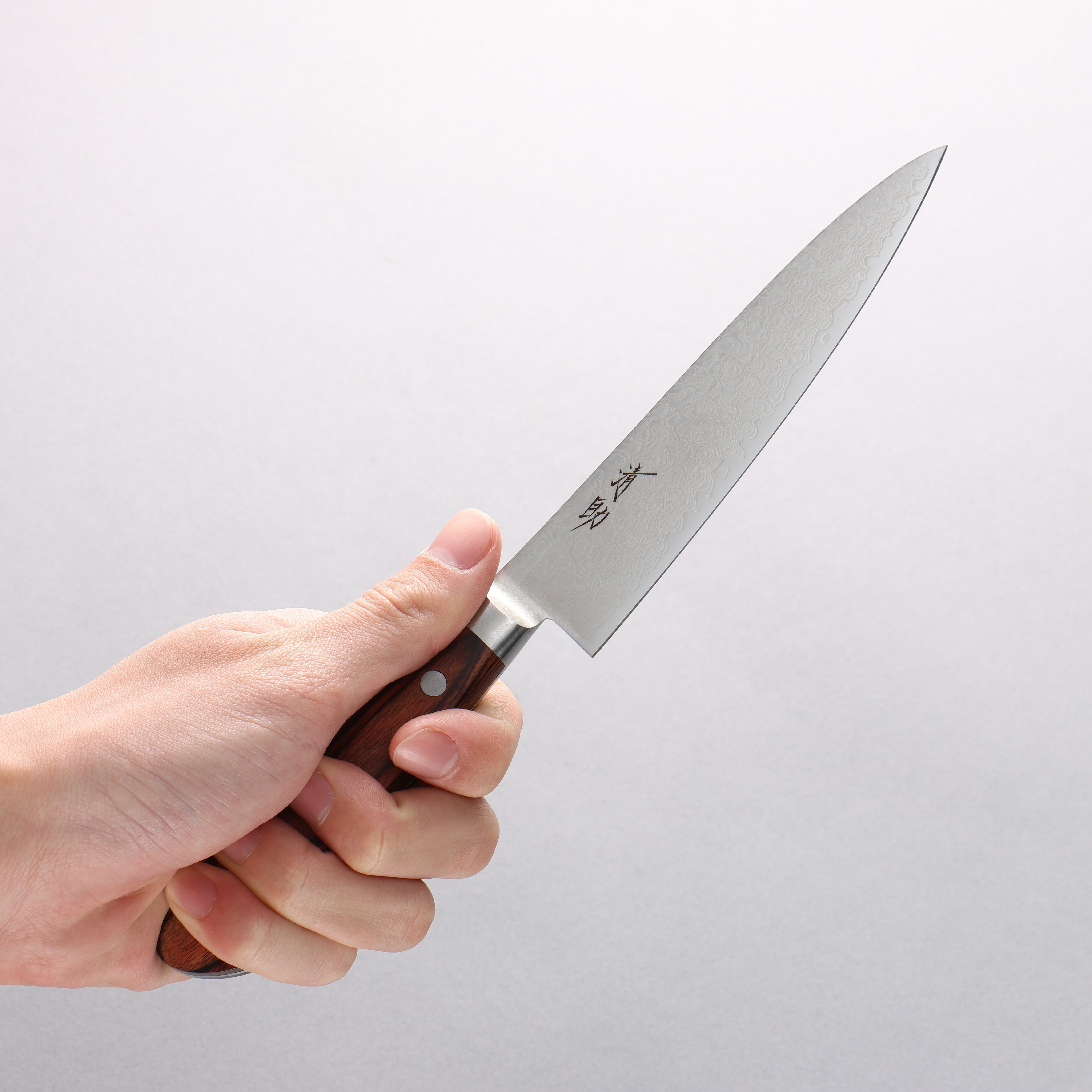 Seisuke Mokusei ZA-18 Migaki Damascus Petty-Utility 135mm Brown Pakka wood Handle - Seisuke Knife