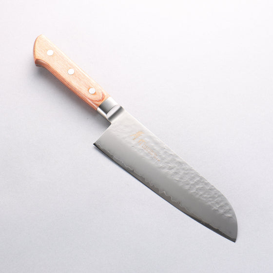 Sakai Takayuki VG5 Hammered Santoku 175mm Brown Pakka wood Handle - Seisuke Knife