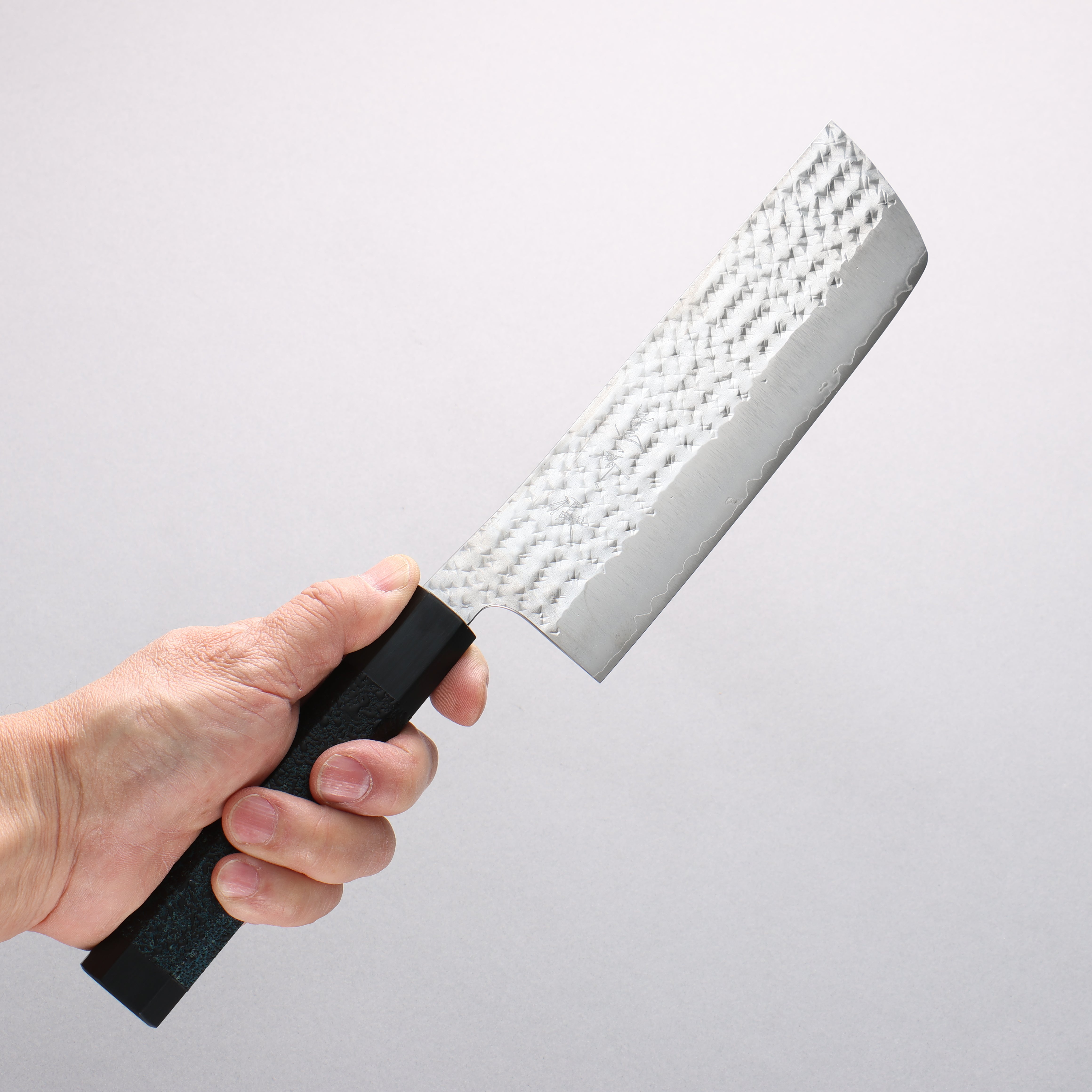 Yu Kurosaki Senko Ei Ai Tenmoku SG2 Hammered Nakiri 165mm Indigo Lacquered (Tenmoku) Handle - Seisuke Knife