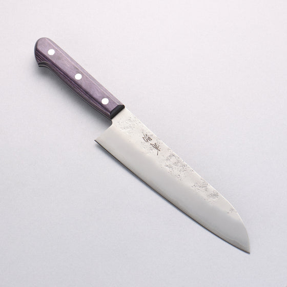 Seisuke Budou Silver Steel No.3 Nashiji Santoku 180mm Purple Pakka wood Handle - Seisuke Knife