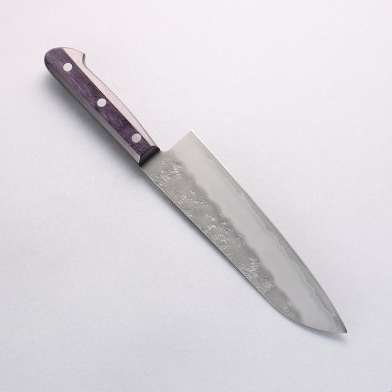 Seisuke Budou Silver Steel No.3 Nashiji Santoku 180mm Purple Pakka wood Handle - Seisuke Knife