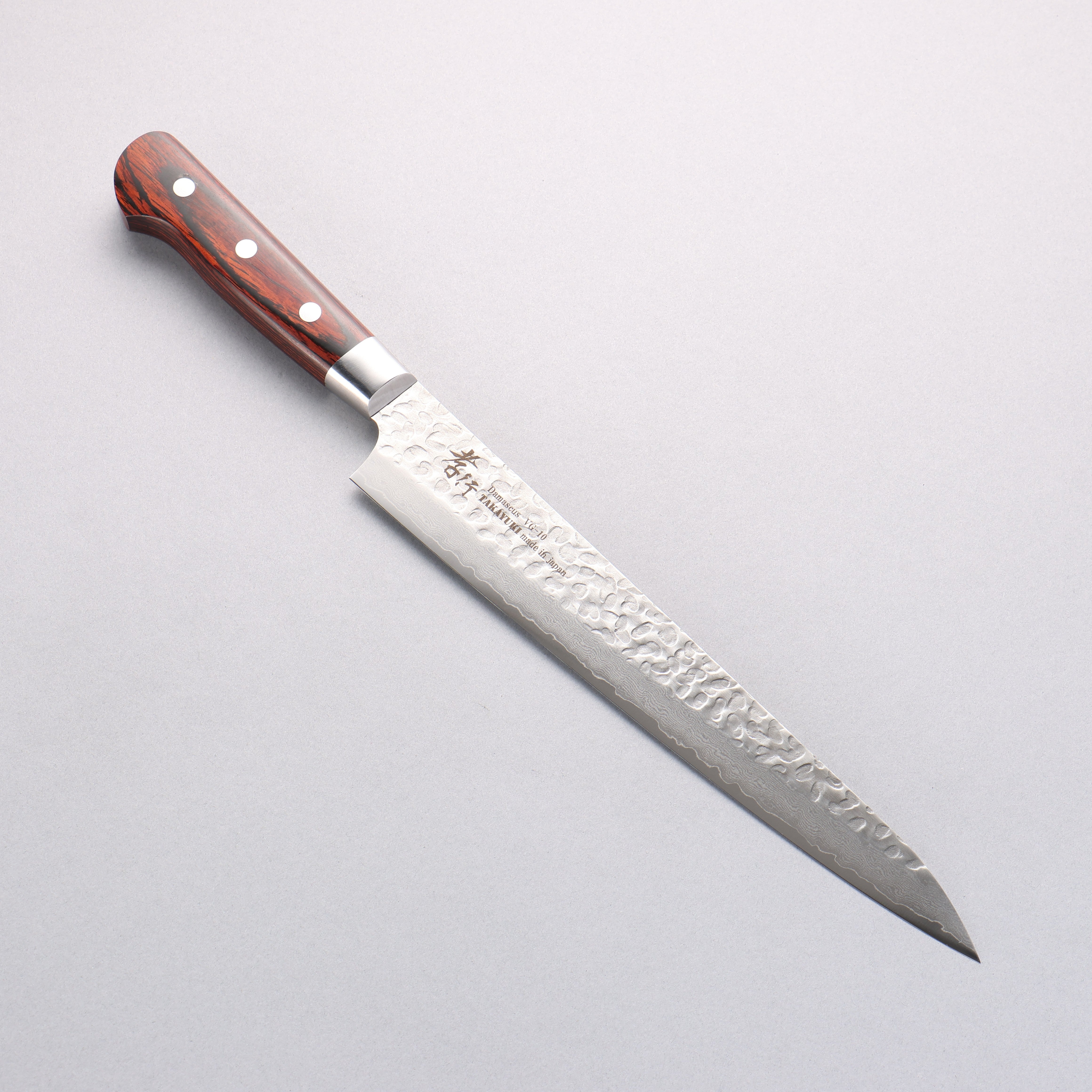 Sakai Takayuki VG10 33 Layer Damascus Sujihiki 240mm Mahogany Pakka wood Handle - Seisuke Knife