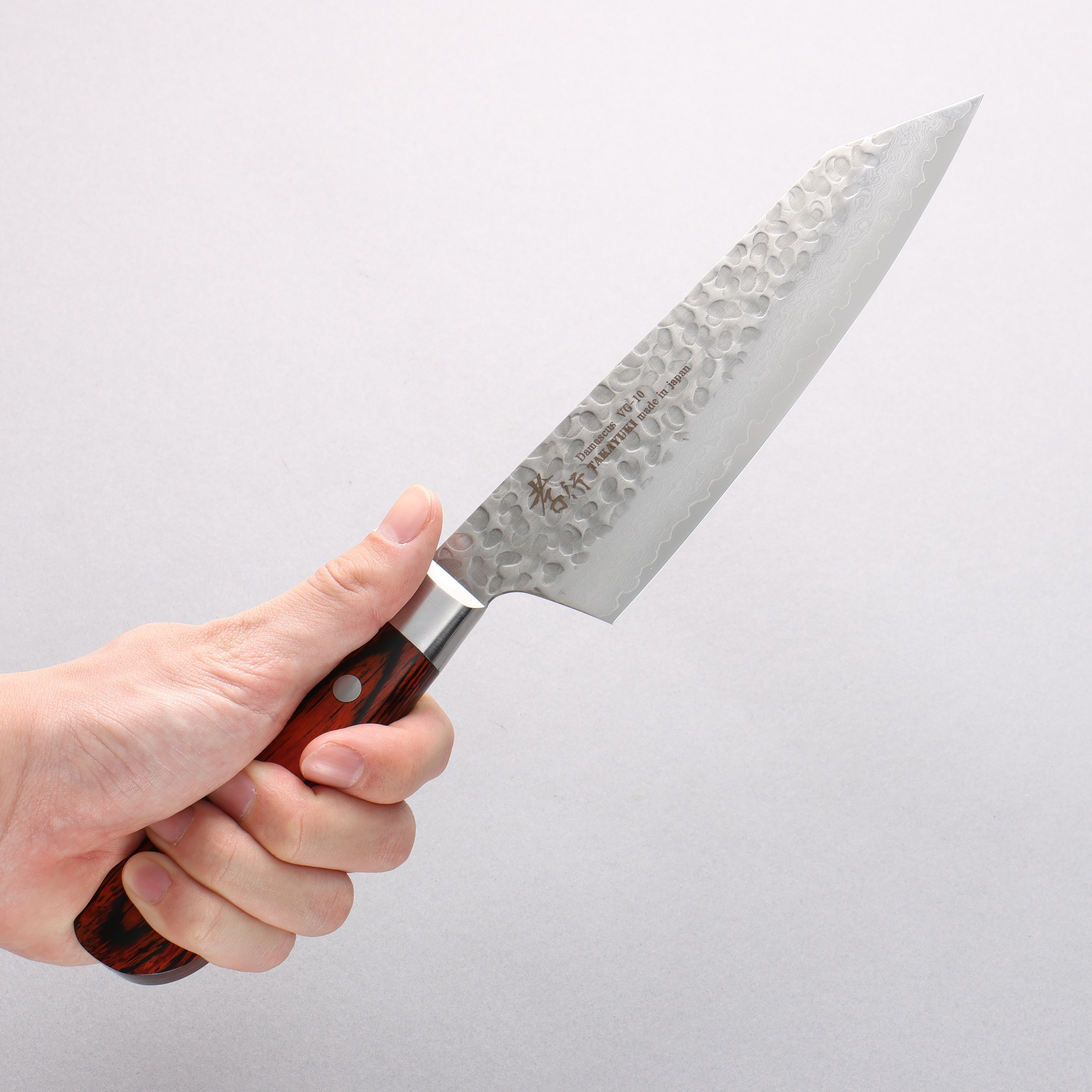 Sakai Takayuki VG10 33 Layer Damascus Kiritsuke Santoku 160mm Mahogany Pakkawood Handle - Seisuke Knife