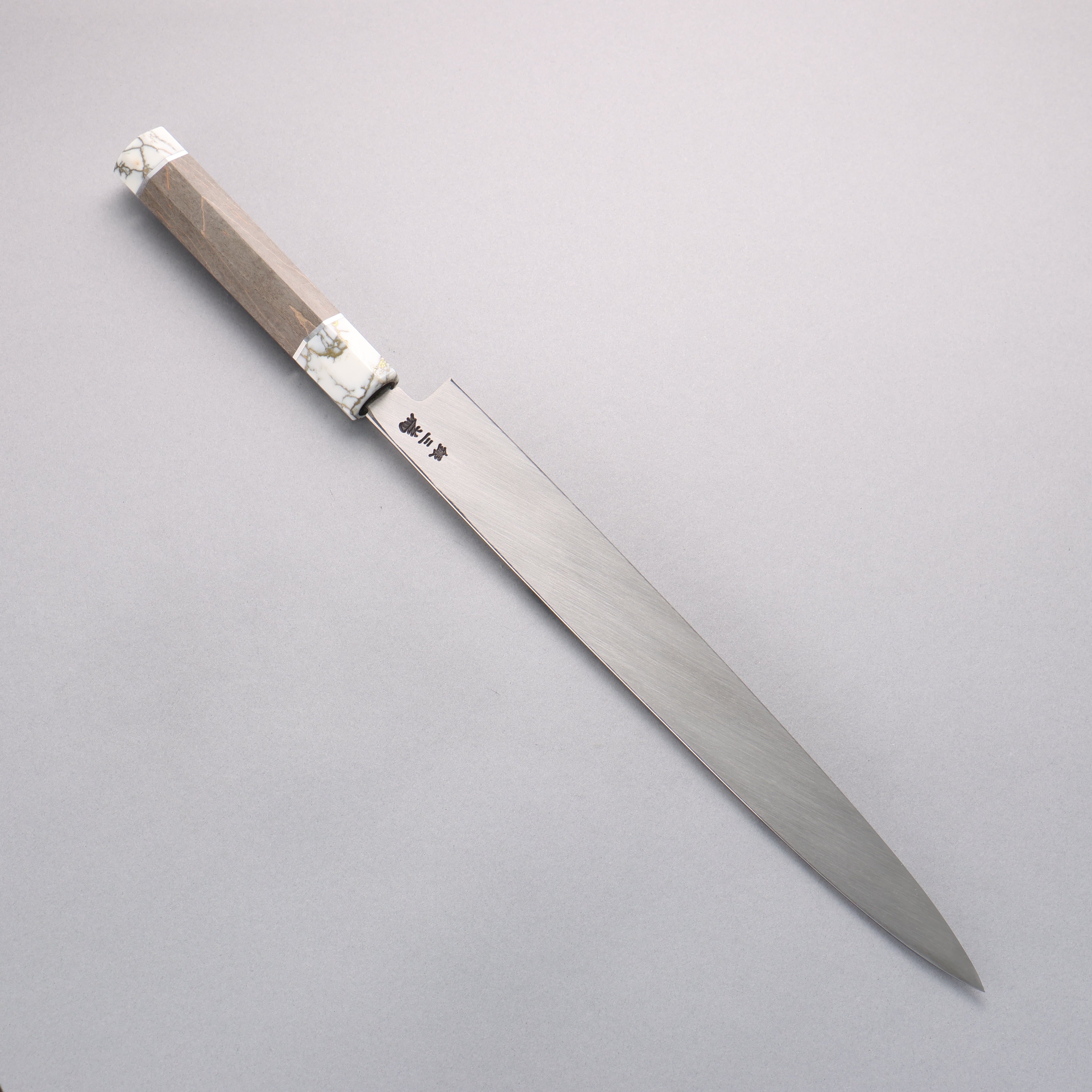 Sakai Takayuki Chef Series Silver Steel No.3 Yanagiba 300mm Stabilized wood (White Ferrule and End Cap) Handle with Sheath - Seisuke Knife
