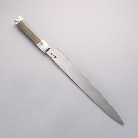 Sakai Takayuki Chef Series Silver Steel No.3 Yanagiba  300mm Stabilized wood (White Ferrule and End Cap) Handle with Sheath