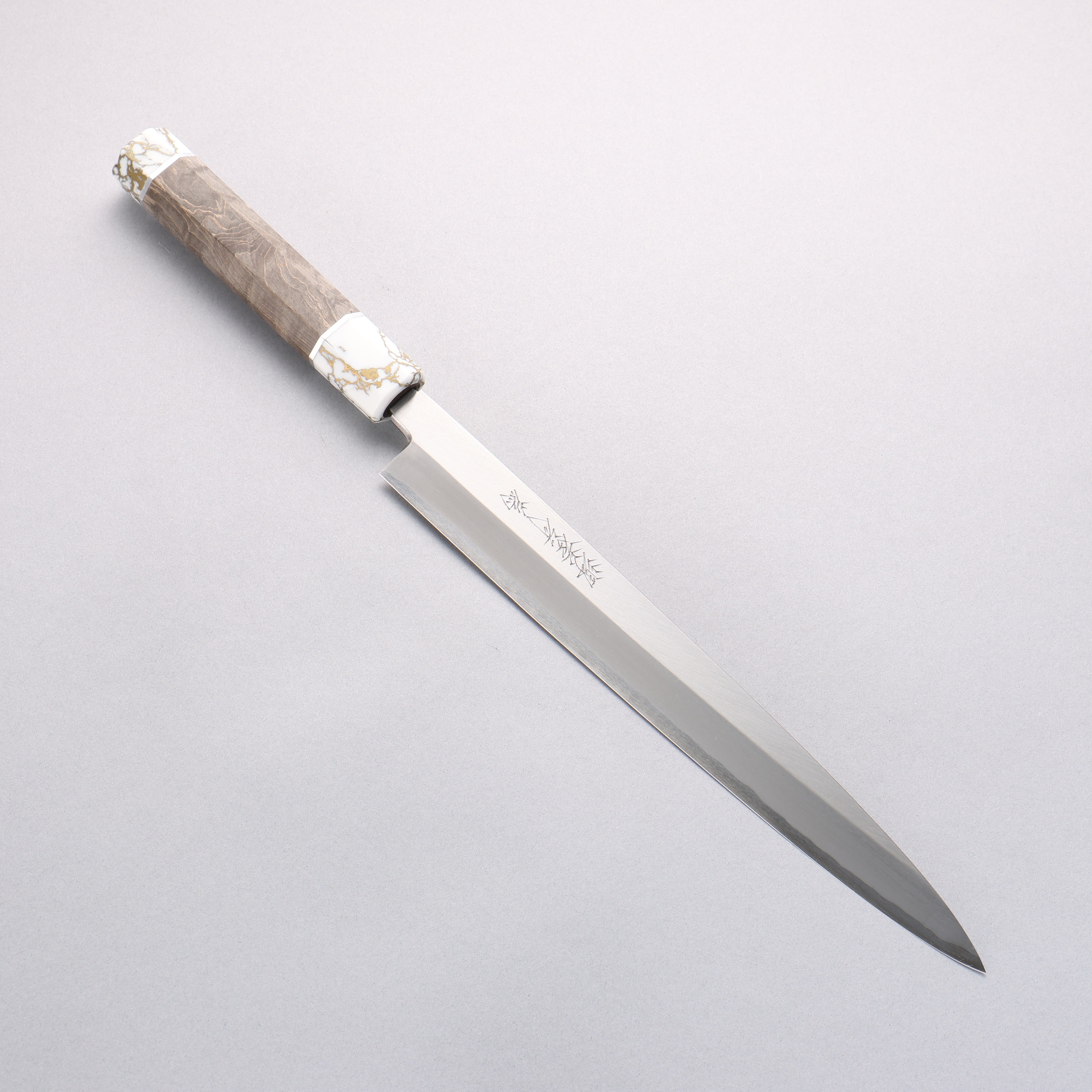 Sakai Takayuki Chef Series Silver Steel No.3 Yanagiba 270mm Stabilized wood (White Ferrule and End Cap) Handle with Sheath - Seisuke Knife