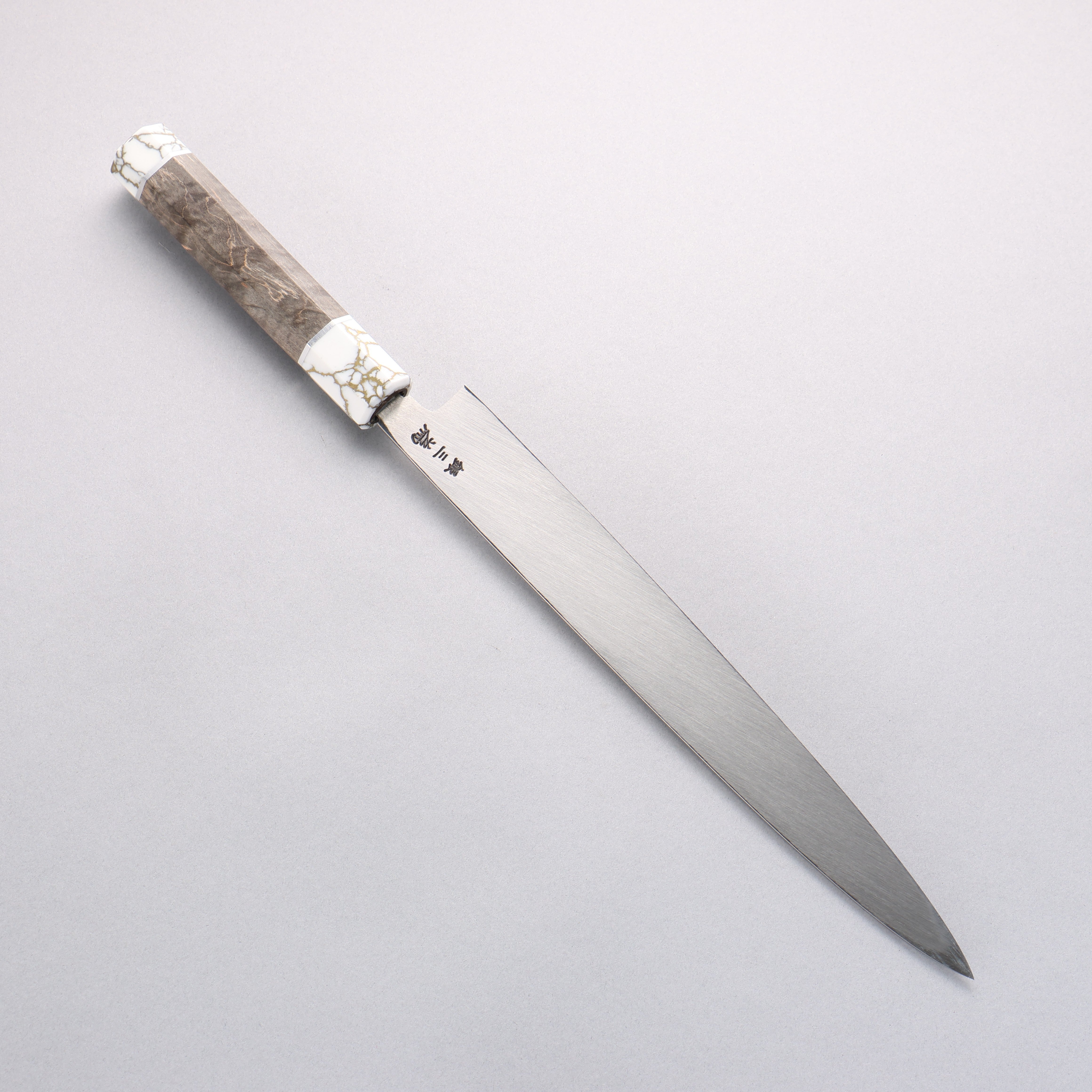Sakai Takayuki Chef Series Silver Steel No.3 Yanagiba 270mm Stabilized wood (White Ferrule and End Cap) Handle with Sheath - Seisuke Knife
