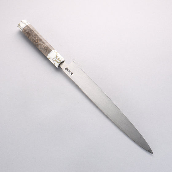 Sakai Takayuki Chef Series Silver Steel No.3 Yanagiba  270mm Stabilized wood (White Ferrule and End Cap) Handle with Sheath