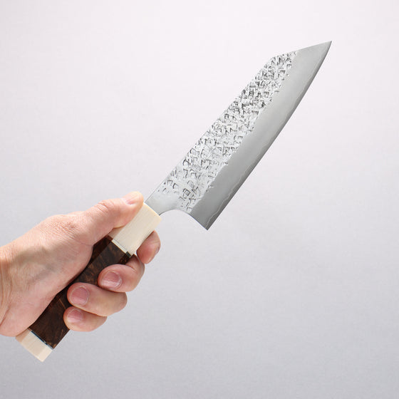 Yu Kurosaki Shizuku SG2 Hammered Bunka 170mm Chinese Quince (White Ferrule and End Cap) Handle - Seisuke Knife