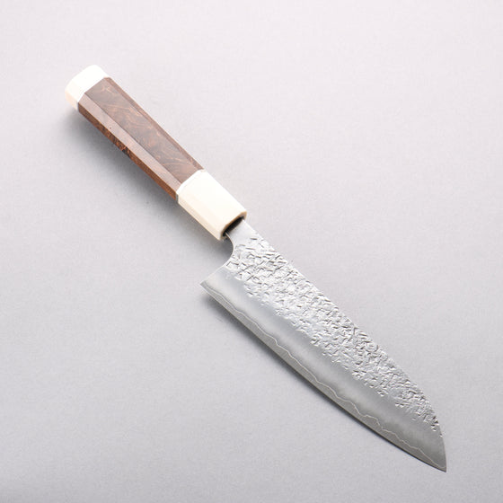 Yu Kurosaki Shizuku SG2 Hammered Santoku 170mm Chinese Quince (White Ferrule and End Cap) Handle - Seisuke Knife