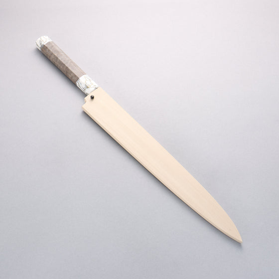 Sakai Takayuki Chef Series Silver Steel No.3 Yanagiba  300mm Stabilized wood (White Ferrule and End Cap) Handle with Sheath