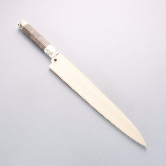 Sakai Takayuki Chef Series Silver Steel No.3 Yanagiba  270mm Stabilized wood (White Ferrule and End Cap) Handle with Sheath