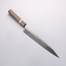  Yoshimi Kato SPG STRIX Hammered (V) Sujihiki 270mm Sandalwood with White Ring Handle - Seisuke Knife