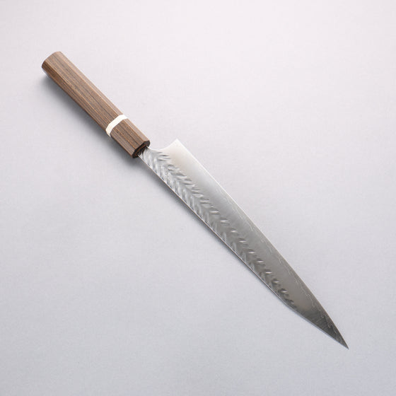 Yoshimi Kato SPG STRIX Hammered (V) Sujihiki 270mm Sandalwood with White Ring Handle - Seisuke Knife