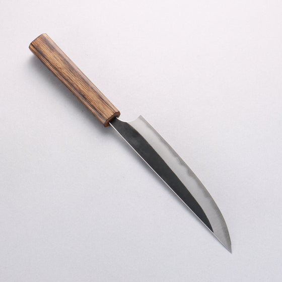 Yoshimi Kato Blue Super Black Finished Kengata Petty-Utility 170mm Burnt Oak (Laquered) Handle - Seisuke Knife