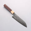 Yoshimi Kato Silver Steel No.3 Hammered(Maru) Santoku 170mm Honduras (ferrule: White Pakka wood) Handle - Seisuke Knife - Slide 1