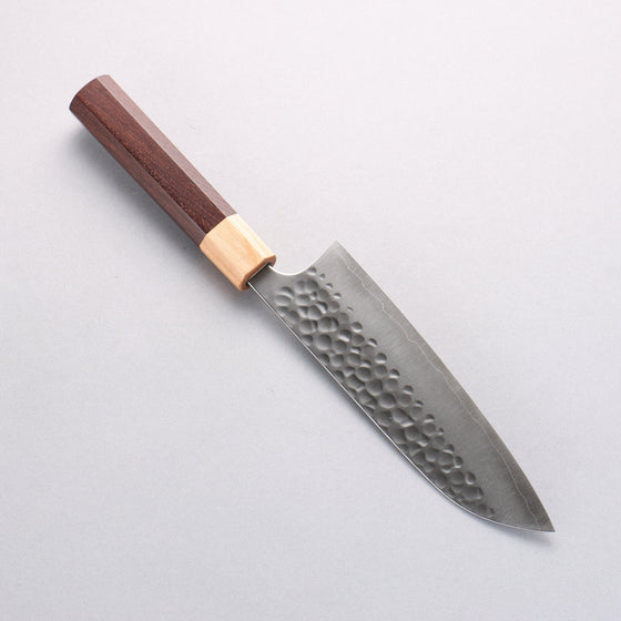 Yoshimi Kato Silver Steel No.3 Hammered(Maru) Santoku 170mm Honduras (ferrule: White Pakka wood) Handle - Seisuke Knife