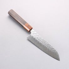  Yoshimi Kato SPG STRIX Hammered (V) Santoku 170mm Ebony (ferrule: Orange Resin) Handle - Seisuke Knife