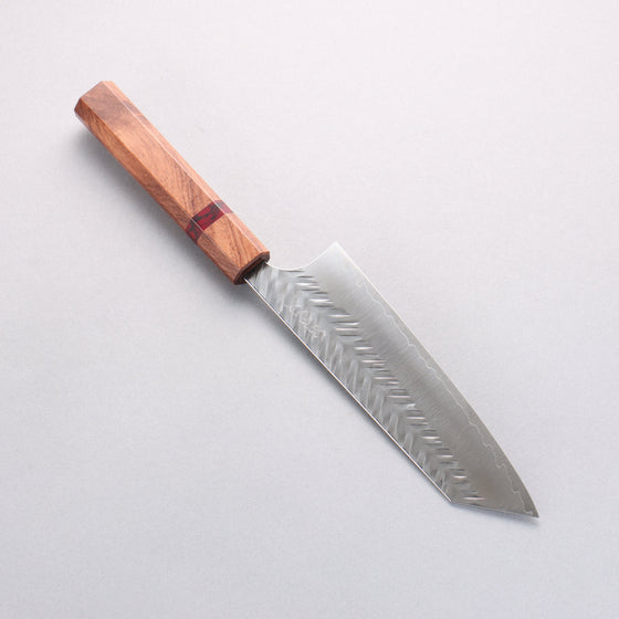 Yoshimi Kato SPG STRIX Hammered (V) Bunka 170mm Rosewood (Red Turquoise Ring) Handle - Seisuke Knife