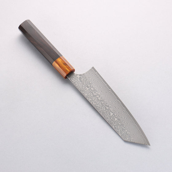 Yoshimi Kato SG2 Black Damascus Bunka 170mm Ebony (ferrule: Orange Resin) Handle - Seisuke Knife