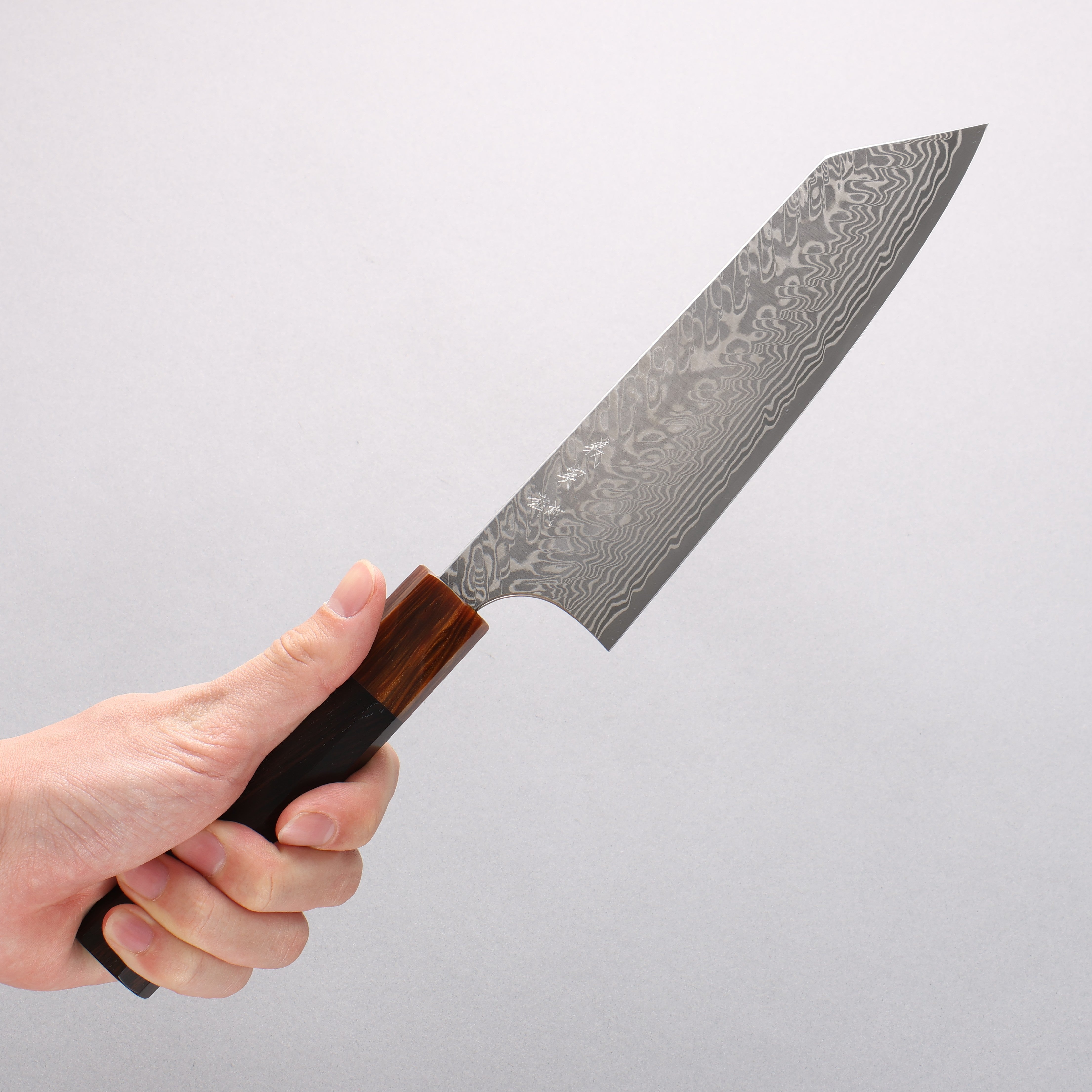 Yoshimi Kato SG2 Black Damascus Bunka 170mm Ebony (ferrule: Orange Resin) Handle - Seisuke Knife