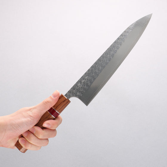 Yoshimi Kato Minamo SG2 Hammered Gyuto 210mm Rosewood (Red Turquoise Ring) Handle - Seisuke Knife