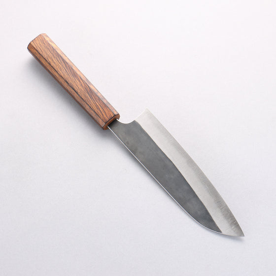 Yoshimi Kato Blue Super Black Finished Santoku 170mm Burnt Oak (Laquered) Handle - Seisuke Knife