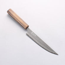  Yoshimi Kato Blue Super Nashiji Kengata Petty-Utility 170mm Burnt Oak (Laquered) Handle - Seisuke Knife