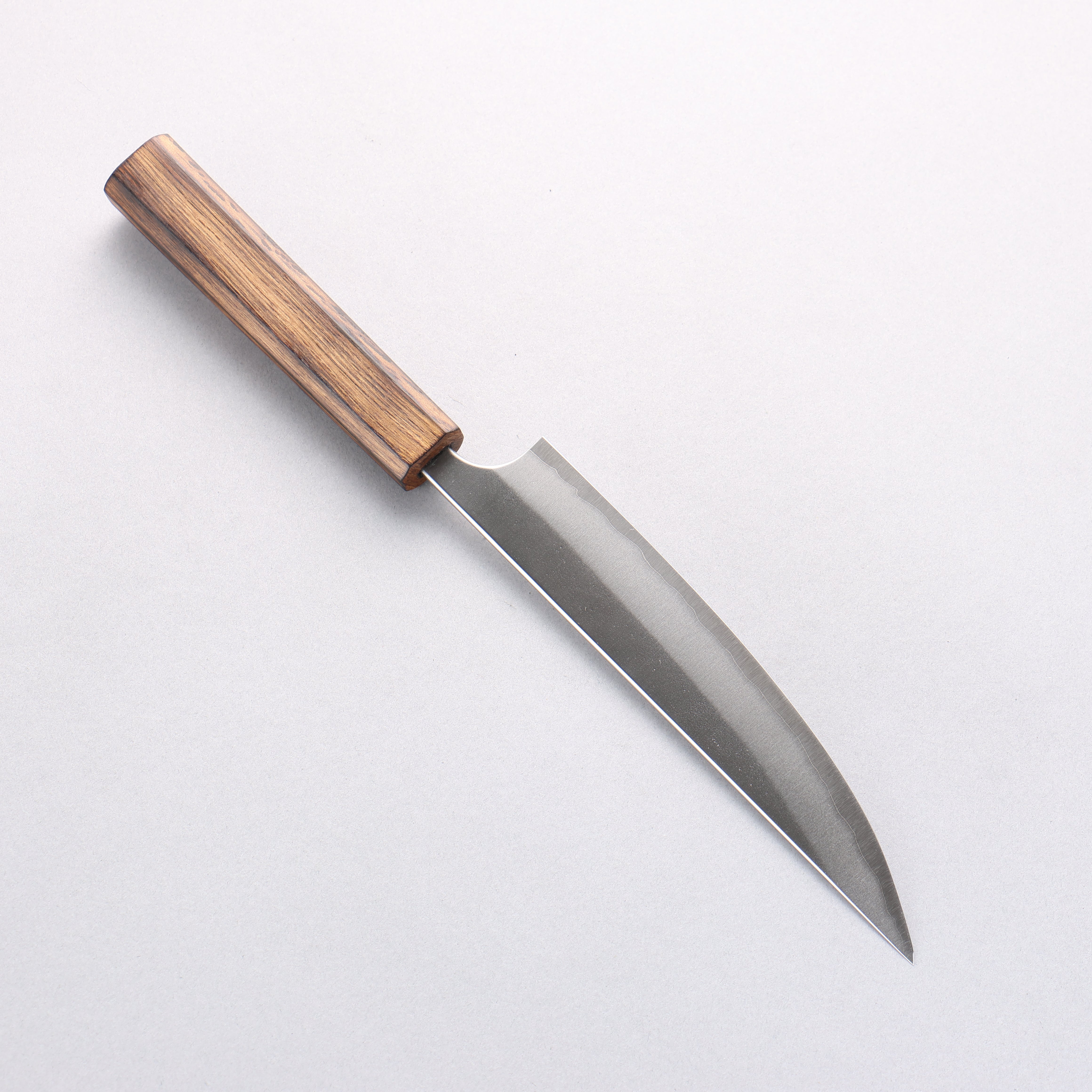 Yoshimi Kato Blue Super Nashiji Kengata Petty-Utility 170mm Burnt Oak (Lacquered) Handle - Seisuke Knife