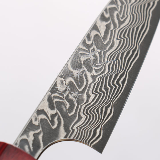 Yoshimi Kato SG2 Damascus Petty-Utility 75mm Red Honduras Handle - Seisuke Knife