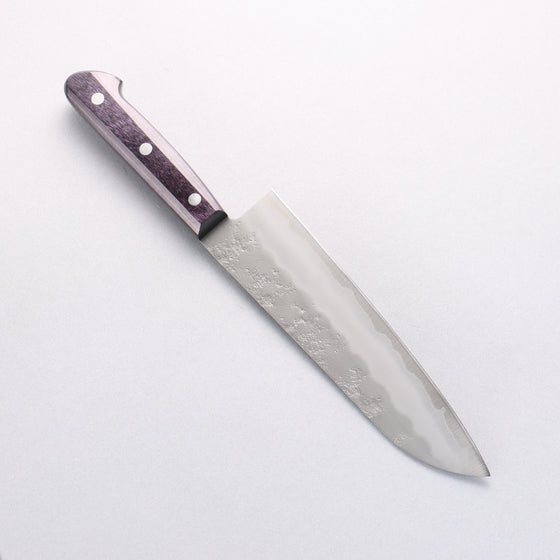 Oul Silver Steel No.3 Nashiji Santoku 180mm Purple Pakka wood Handle - Seisuke Knife