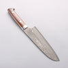 Takeshi Saji VG10w Damascus Gold Colored Santoku 180mm Brown Cow Bone Handle - Seisuke Knife - Slide 2