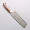 Takeshi Saji VG10w Damascus Gold Colored Nakiri 165mm Brown Cow Bone Handle - Seisuke Knife - Slide 2