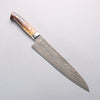 Takeshi Saji VG10w Damascus Gold Colored Gyuto 240mm Brown Cow Bone Handle - Seisuke Knife - Slide 1