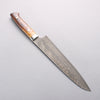 Takeshi Saji VG10w Damascus Gold Colored Gyuto 240mm Brown Cow Bone Handle - Seisuke Knife - Slide 2