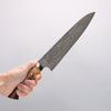 Takeshi Saji VG10w Damascus Gold Colored Gyuto 240mm Brown Cow Bone Handle - Seisuke Knife - Slide 4