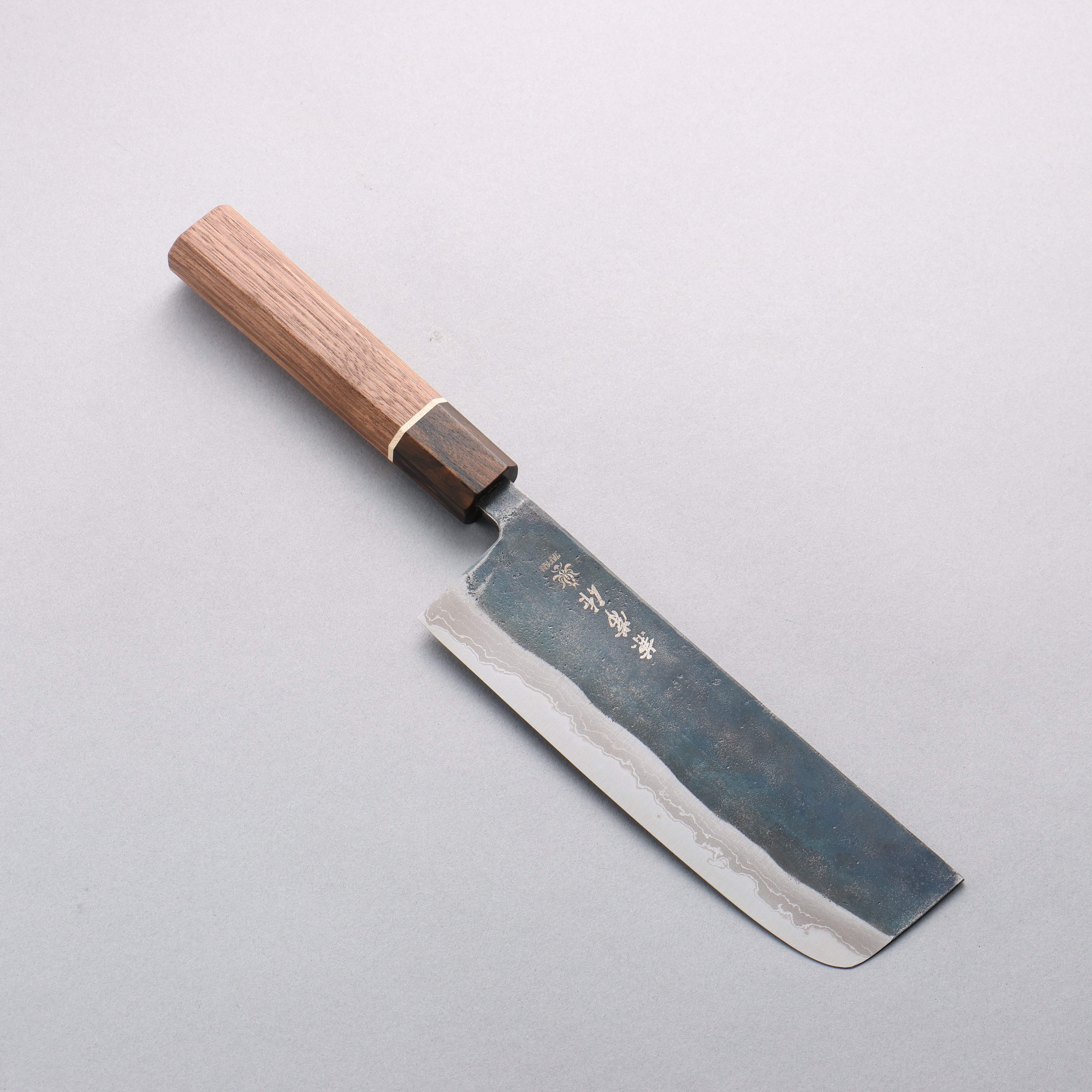 Kanetsune MATSU-ZUMI-YAKI White Steel No.2 Damascus Black Finished Nakiri 165mm Walnut Handle - Seisuke Knife