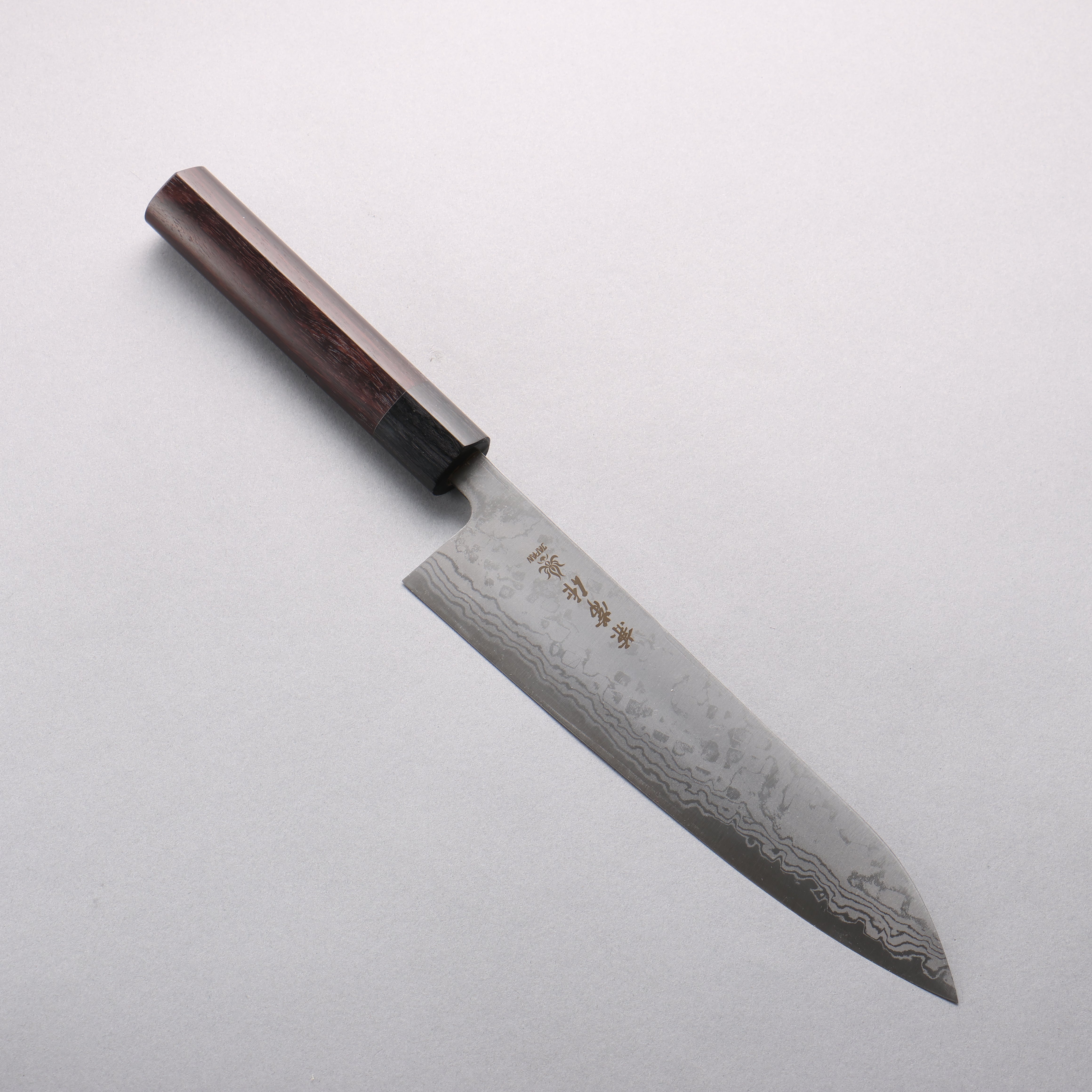 Kanetsune Blue Steel No.2 Damascus Gyuto 210mm Rosewood (Ferrule: Black Pakka Wood) Handle - Seisuke Knife