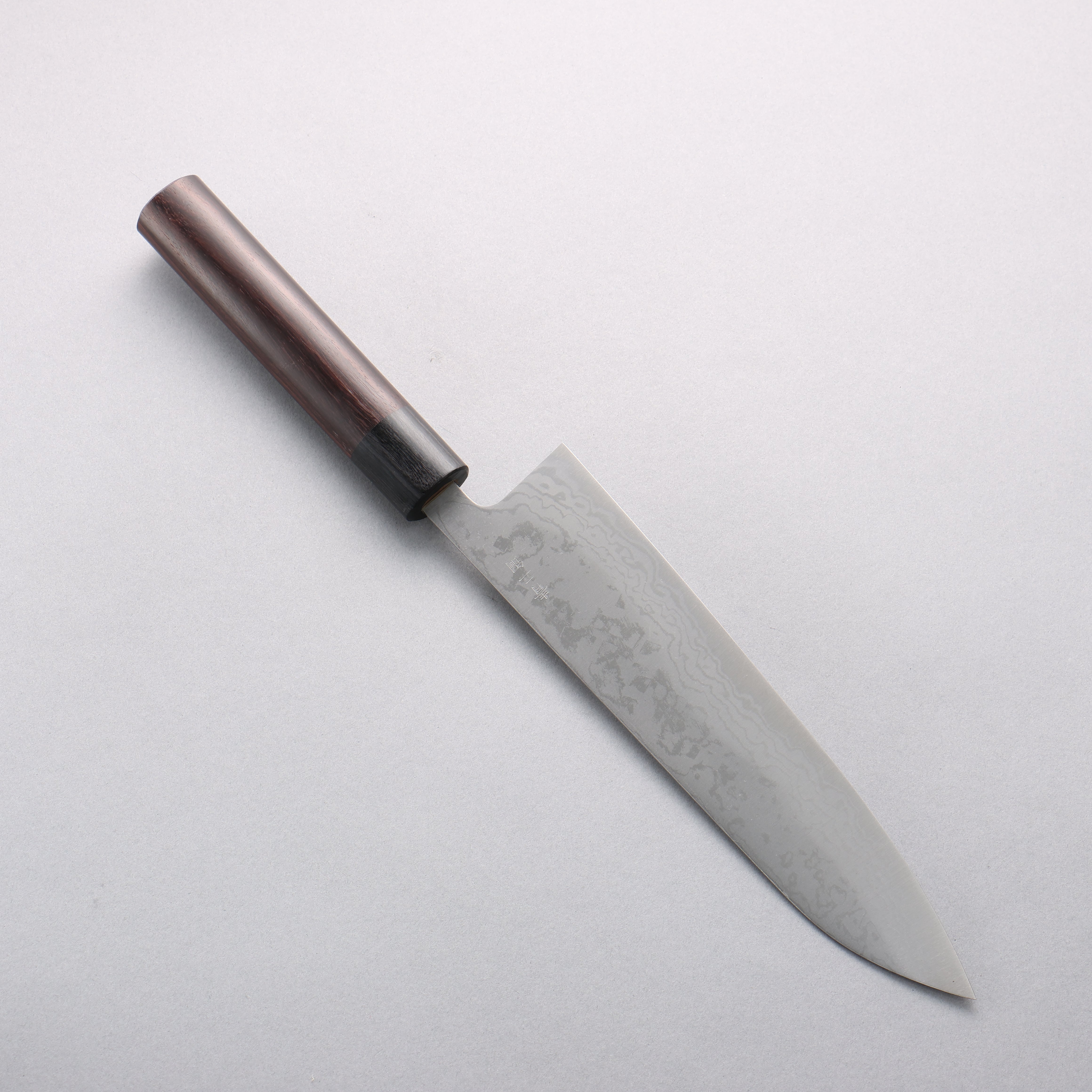 Kanetsune Blue Steel No.2 Damascus Gyuto 210mm Rosewood (Ferrule: Black Pakka Wood) Handle - Seisuke Knife