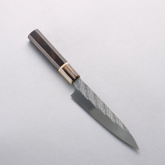 Takeshi Saji SPG STRIX Hammered Migaki Finished Petty-Utility 120mm Ebony Wood (ferrule: Marbled Water Buffalo Horn) Handle - Seisuke Knife