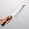 Takeshi Saji SPG STRIX Hammered Migaki Finished Santoku 170mm Ebony Wood (ferrule: Marbled Water Buffalo Horn) Handle - Seisuke Knife - Slide 4