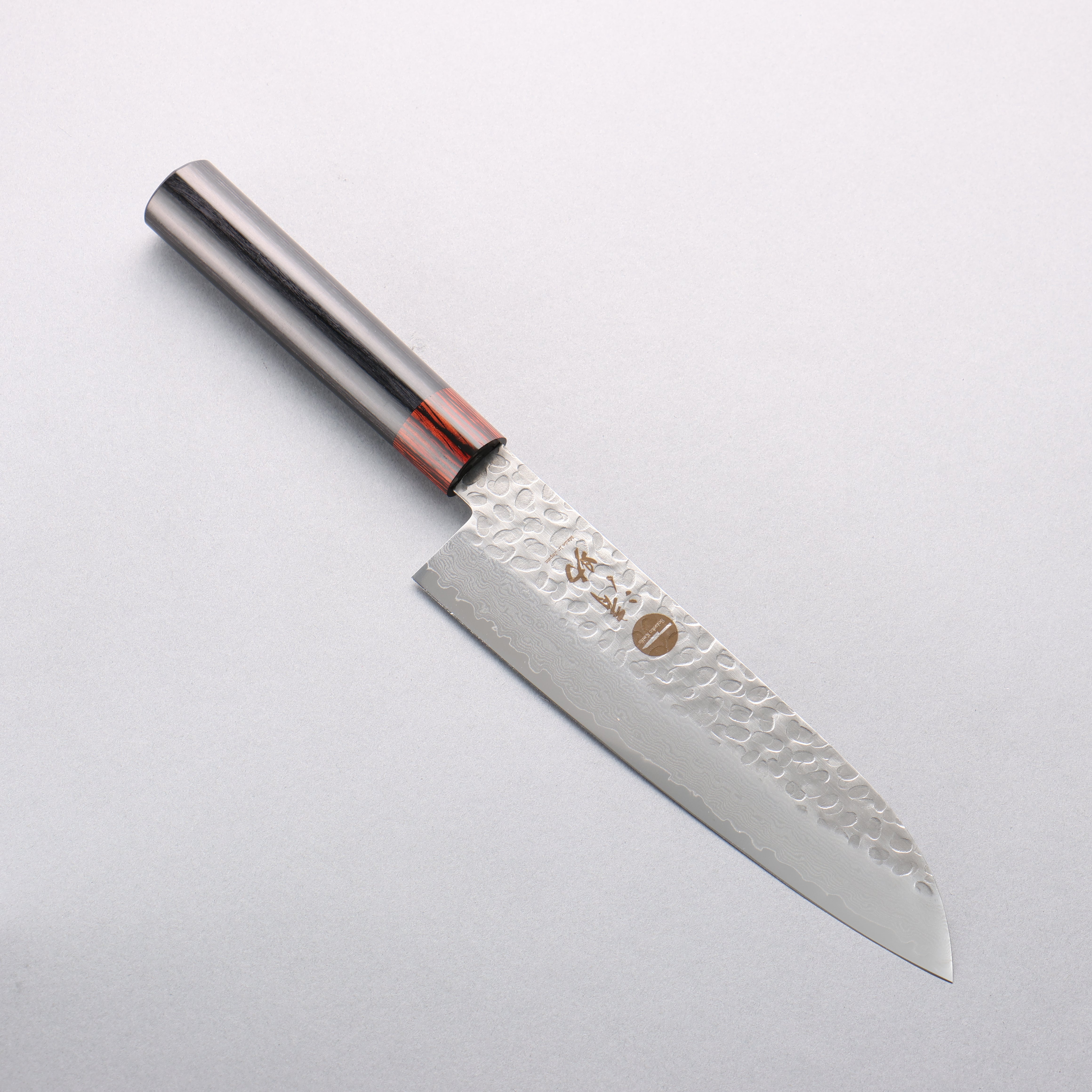 Seisuke VG10 33 Layer Hammered Damascus Santoku 180mm Black Pakka wood Handle - Seisuke Knife