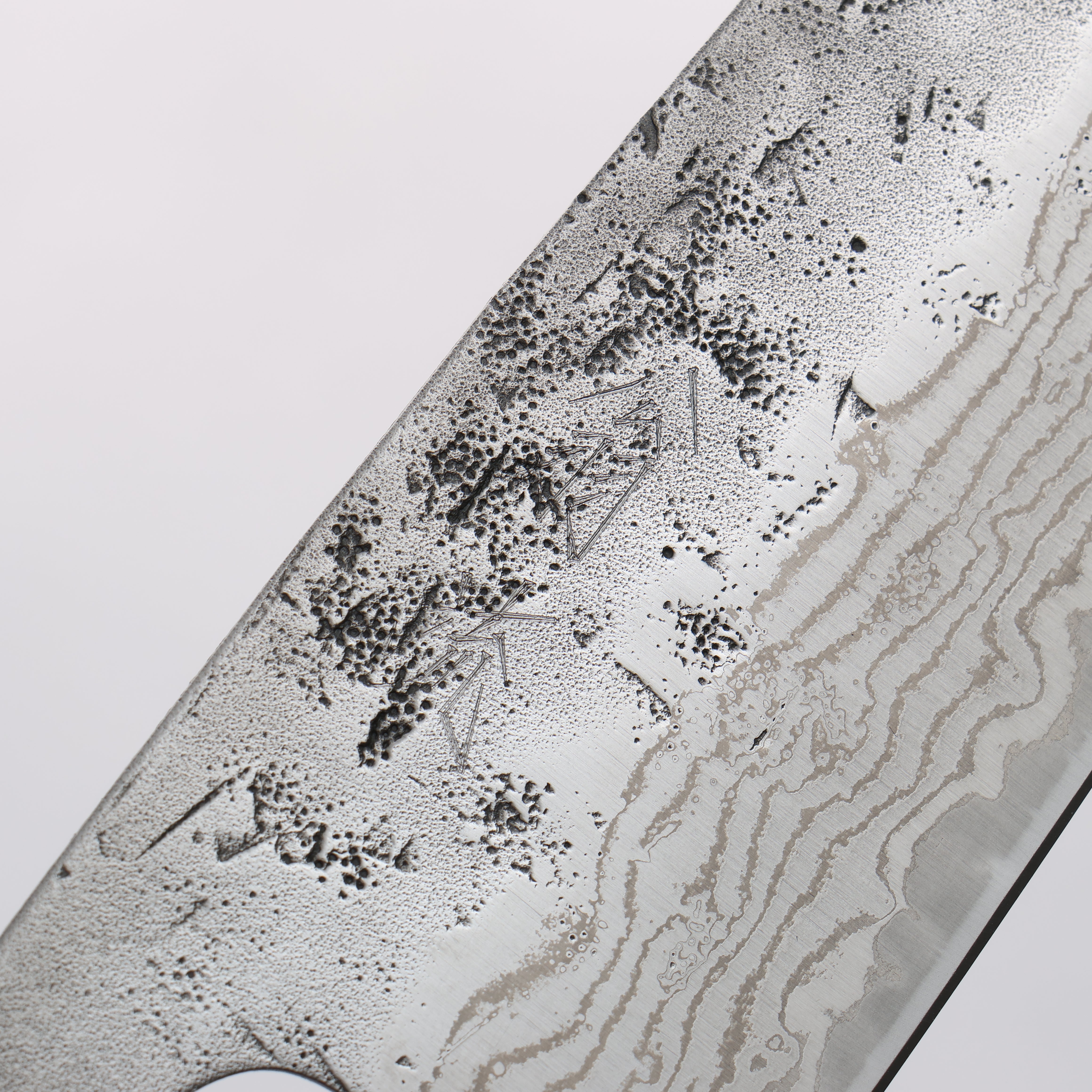 Oul Swedish Steel-stn Washiji Damascus Santoku 165mm Oak Handle - Seisuke Knife