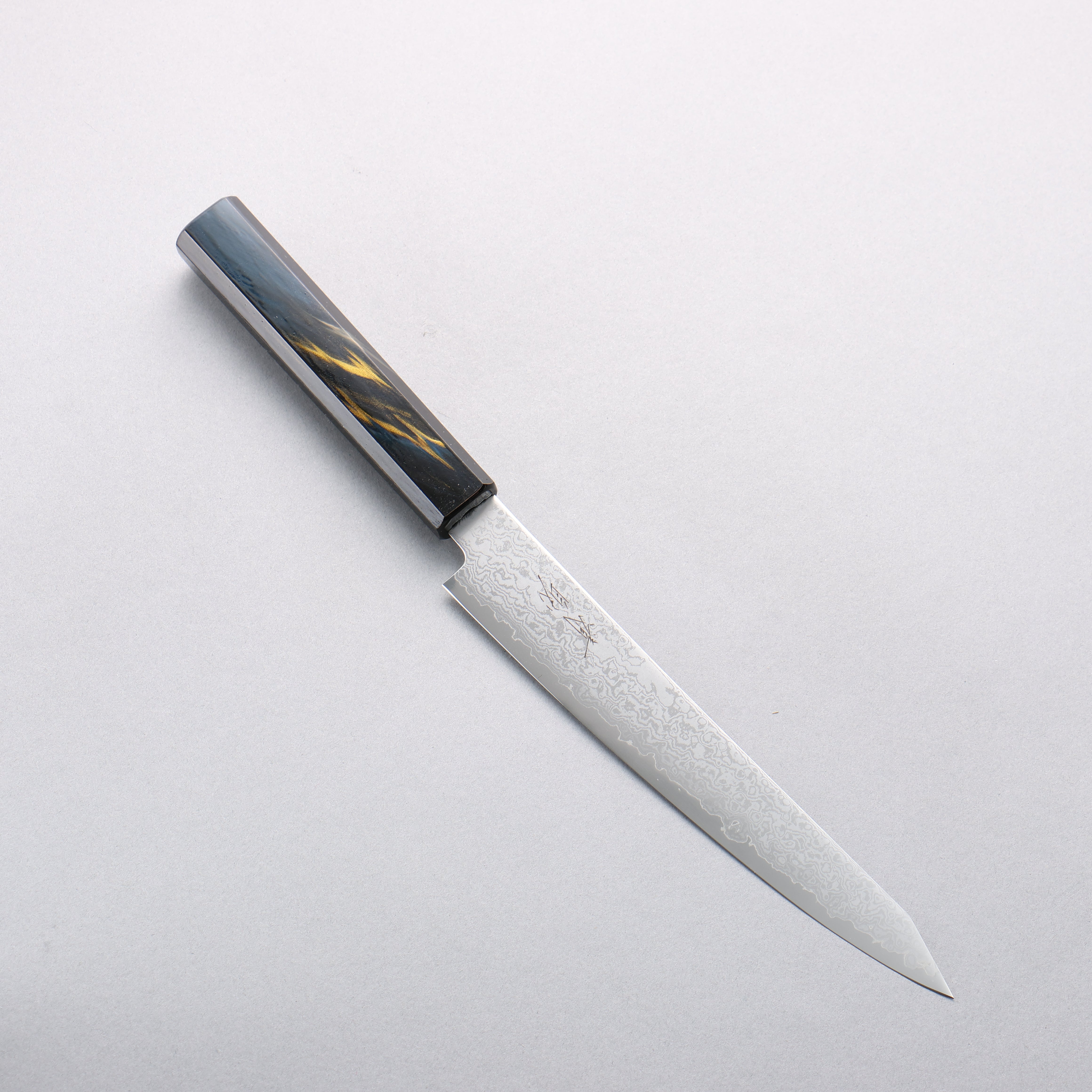Seisuke VG10 Damascus Kiritsuke Petty-Utility 180mm Blue & Gold Lacquered Handle - Seisuke Knife