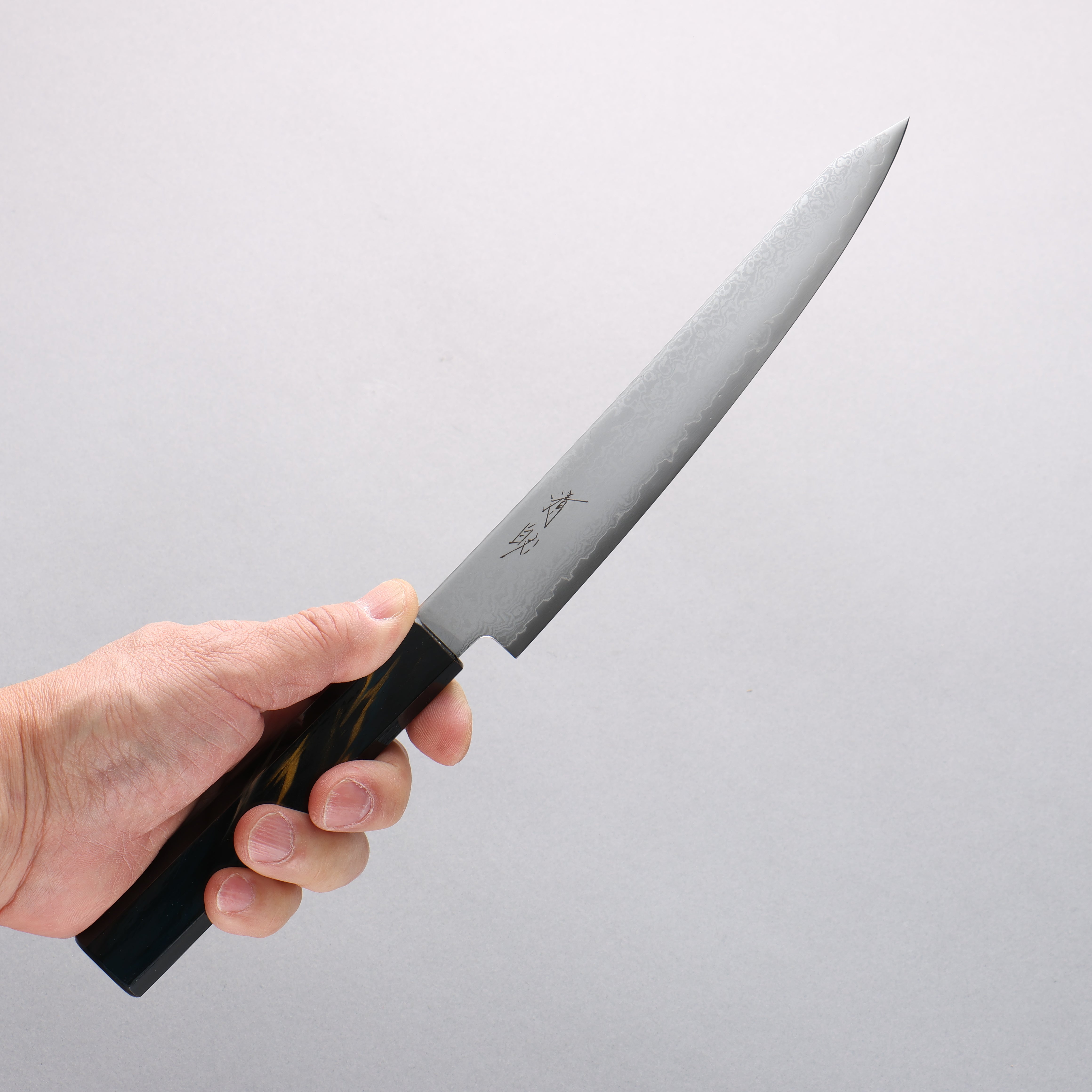Seisuke VG10 Damascus Kiritsuke Petty-Utility 180mm Blue & Gold Lacquered Handle - Seisuke Knife