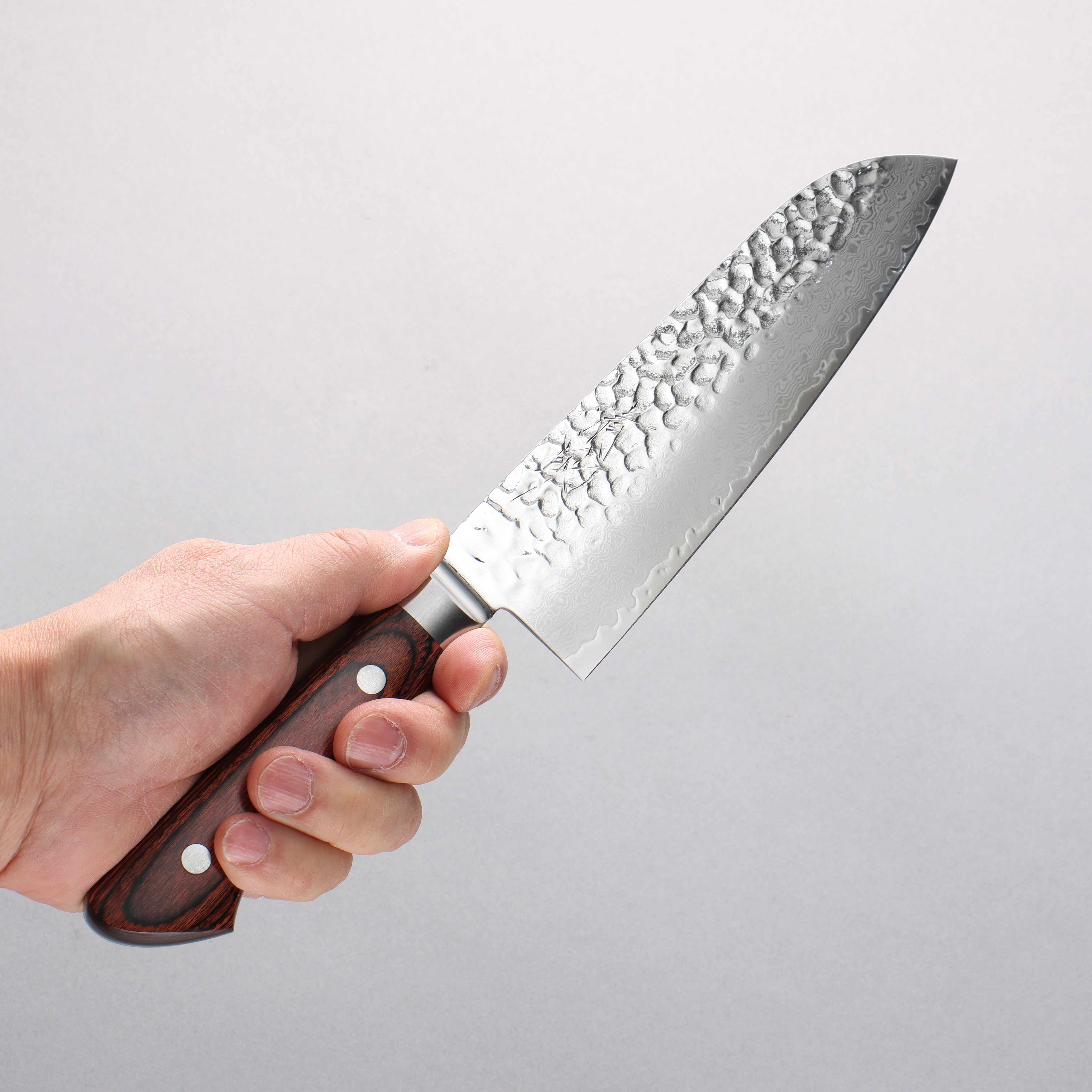 Seisuke VG10 33 Layer Damascus Santoku 170mm Brown Pakka wood Handle with Sheath - Seisuke Knife