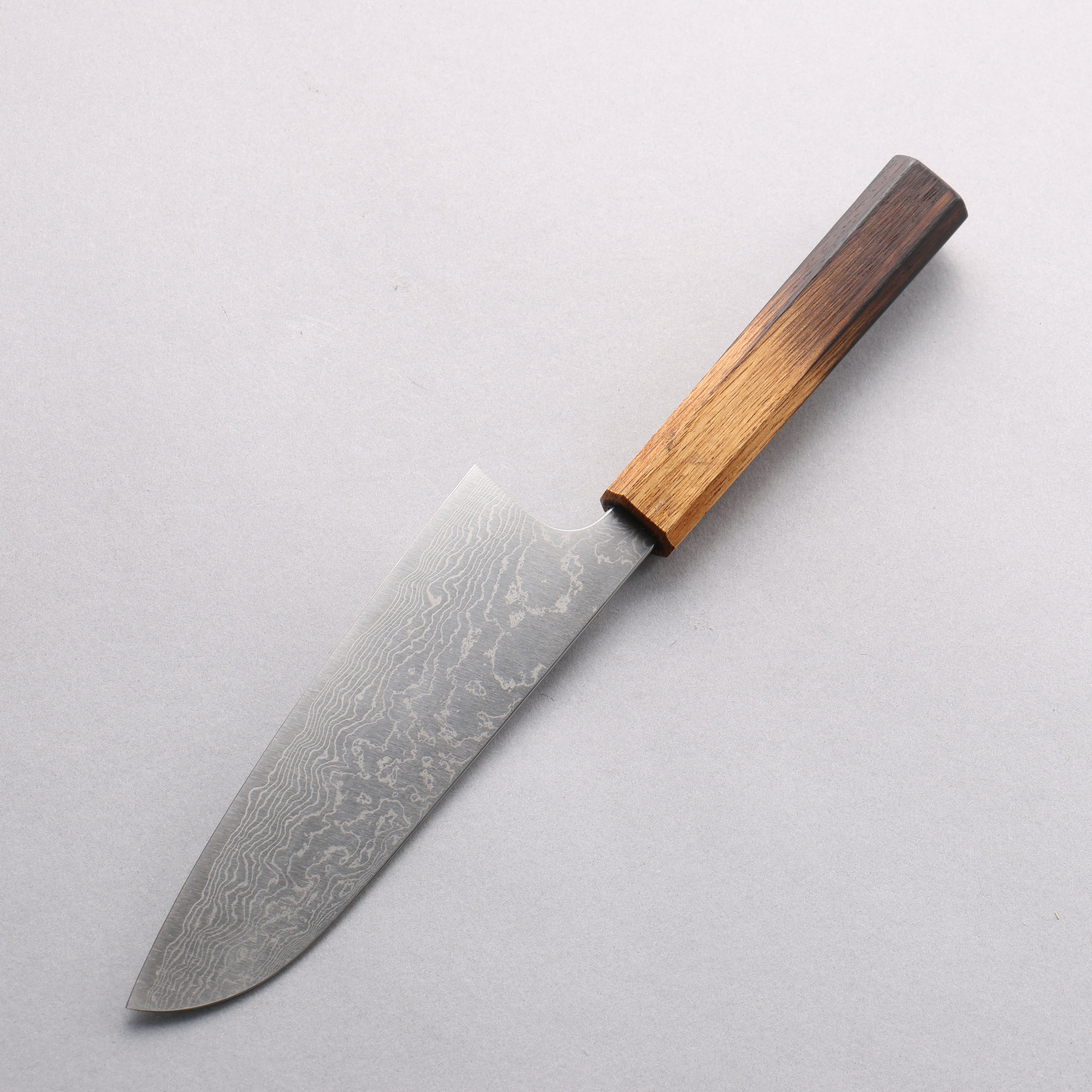 Anryu VG10 Migaki Finished Damascus Small Santoku 150mm Oak Handle - Seisuke Knife